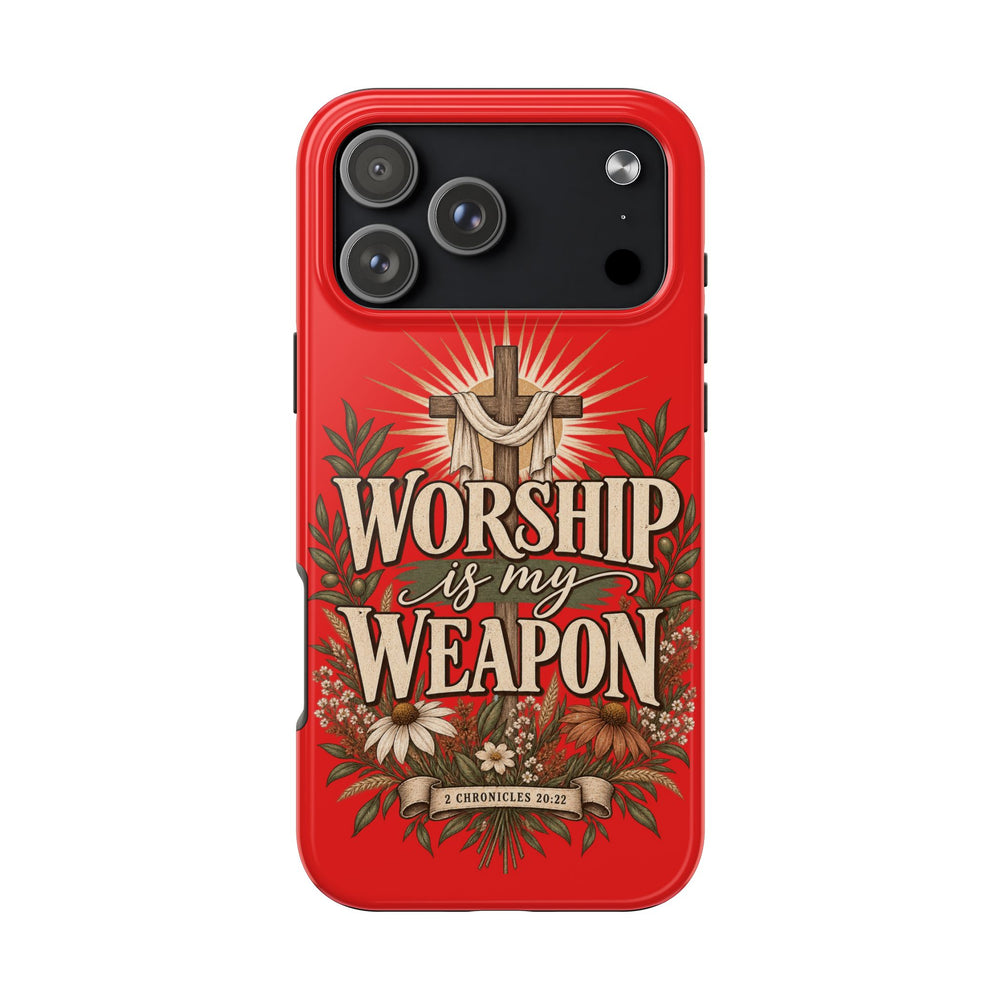 Worship Is My Weapon Tough Case | Christian cross protective phone cover — Rooted & Armed Co.