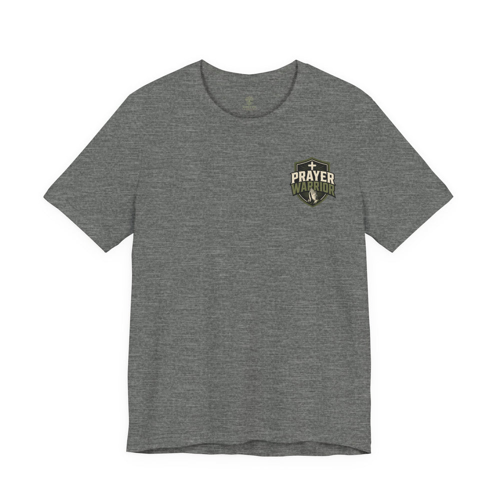 Prayer Warrior Tee | Matthew 18:20 Shield Graphic — Rooted & Armed Co.