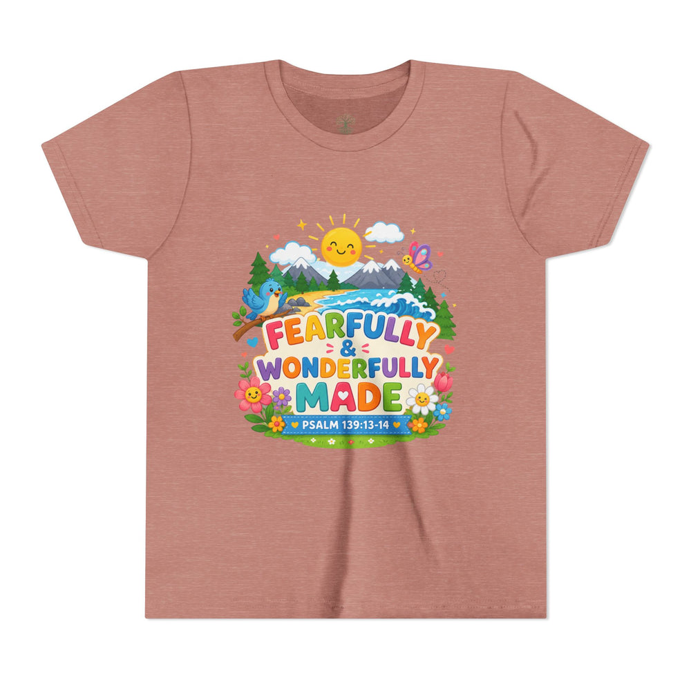 Fearfully & Wonderfully Made Youth Tee | Kids scripture graphic tee — Rooted & Armed Co.