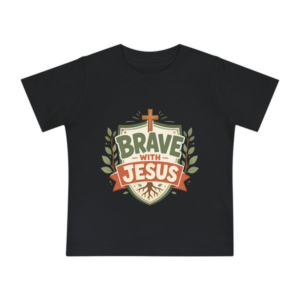 Brave With Jesus Baby Tee | Little ones faith tee — Rooted & Armed Co.