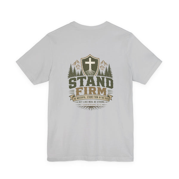 Stand Firm Tee | Men's faith shield graphic tee — Rooted & Armed Co.
