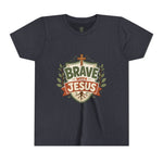Brave With Jesus Youth Tee | Kids faith graphic tee
