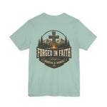 Forged in Faith Tee | Men's cross & mountain graphic tee