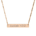"Isaiah 43:2" Scripture Bar Necklace | Engraved faith pendant