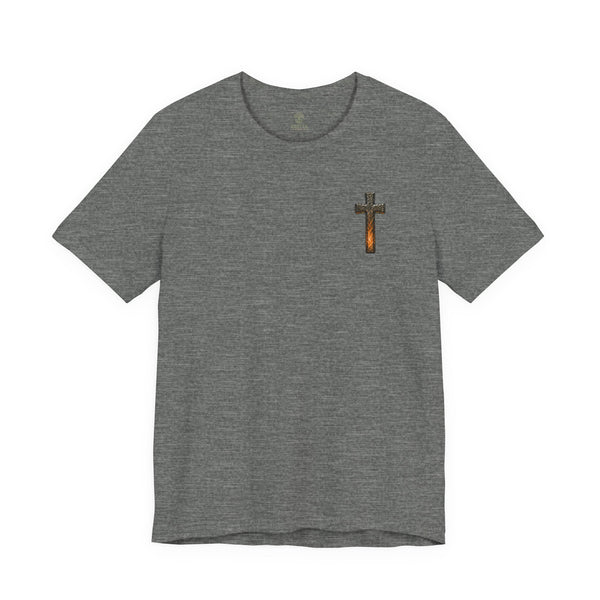 Forged in Faith Tee | Men's cross & mountain graphic tee — Rooted & Armed Co.