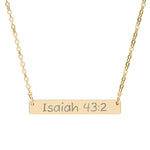 "Isaiah 43:2" Scripture Bar Necklace | Engraved faith pendant