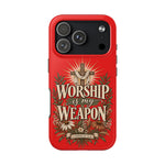 Worship Is My Weapon Tough Case | Christian cross protective phone cover