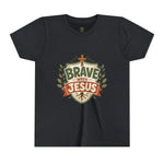 Brave With Jesus Youth Tee | Kids faith graphic tee