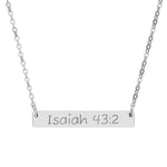 "Isaiah 43:2" Scripture Bar Necklace | Engraved faith pendant