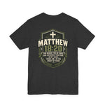 Prayer Warrior Tee | Matthew 18:20 Shield Graphic