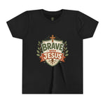 Brave With Jesus Youth Tee | Kids faith graphic tee