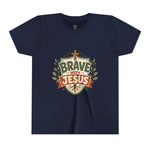 Brave With Jesus Youth Tee | Kids faith graphic tee