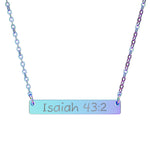 "Isaiah 43:2" Scripture Bar Necklace | Engraved faith pendant