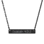 "Isaiah 43:2" Scripture Bar Necklace | Engraved faith pendant