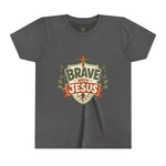 Brave With Jesus Youth Tee | Kids faith graphic tee