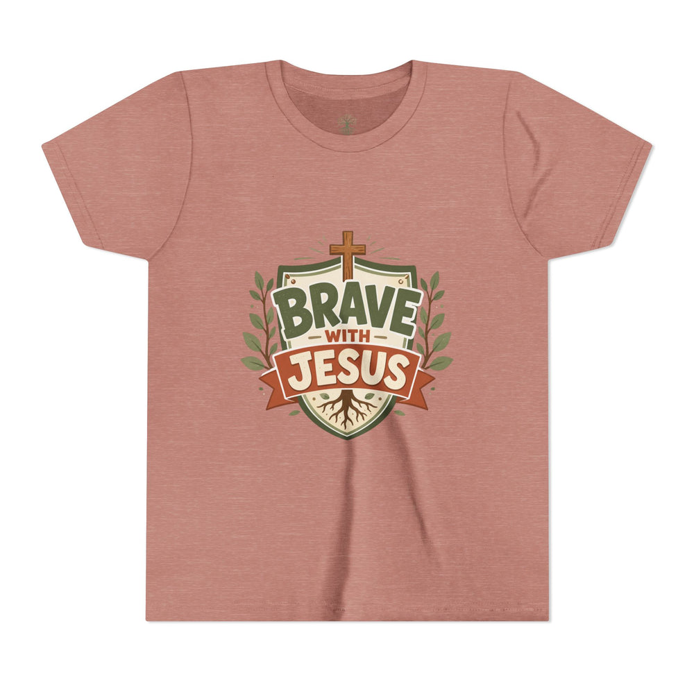 Brave With Jesus Youth Tee | Kids faith graphic tee — Rooted & Armed Co.