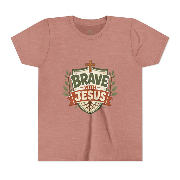Brave With Jesus Youth Tee | Kids faith graphic tee — Rooted & Armed Co.